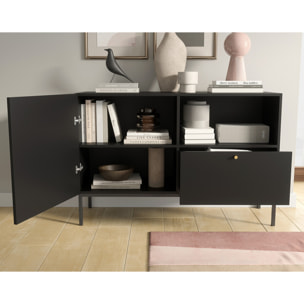 Felicia - buffet bas - noir - 1 porte, 1 tiroir et 1 niche - 120 cm - Noir