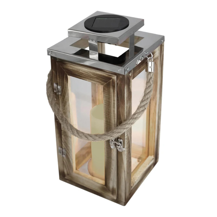 Lanterne solaire bois OAKY H28CM