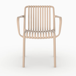 Lot de 2 chaises de jardin empilables en plastique beige - Ivy