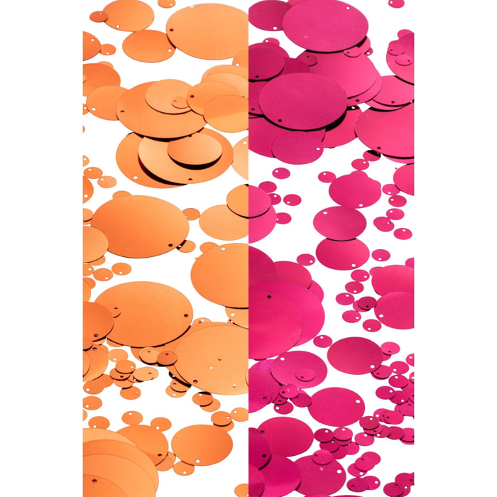 J-Line paquets de sequins ronds - PET - fuchsia/orange - assortiment de 2