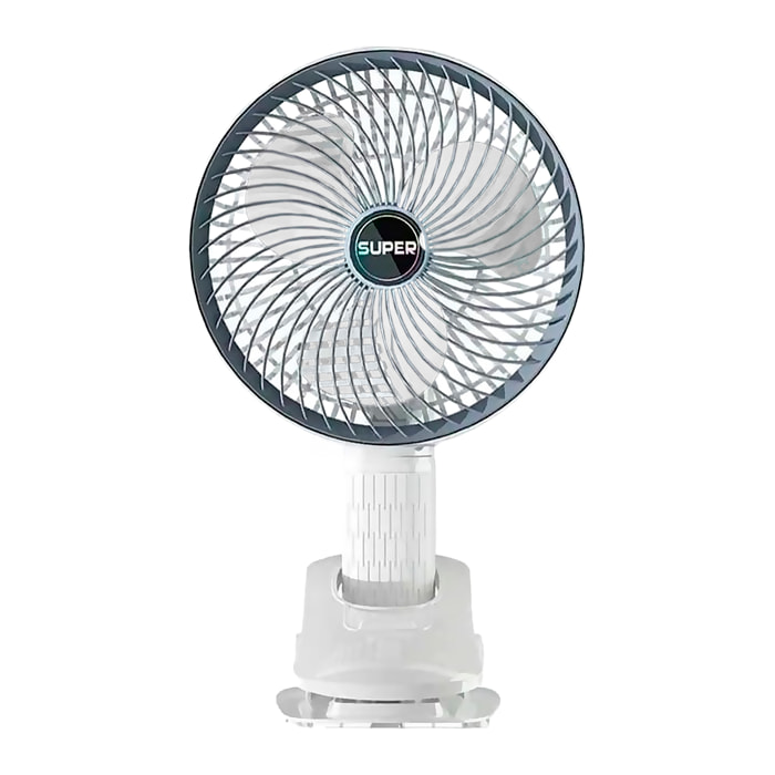 Ventilatore a clip silenzioso, 3 impostazioni di velocità con rotazione manuale verticale e orizzontale di 360°.