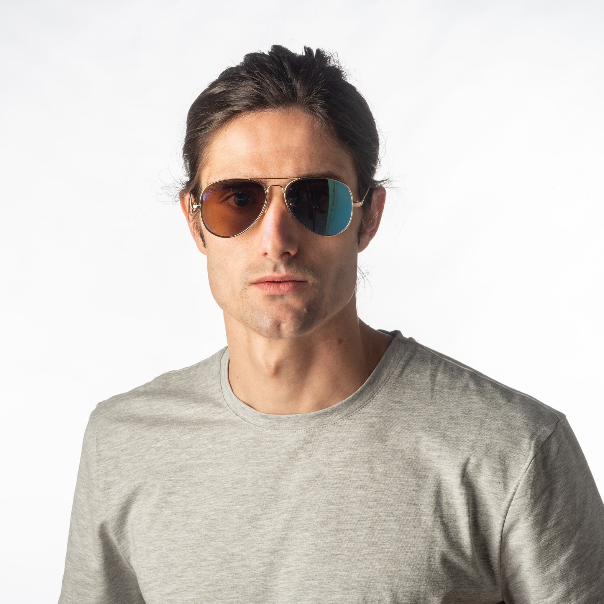 Gafas de sol OCEAN BONILA - Nuevo montura dorado brillante con cielo azul fl