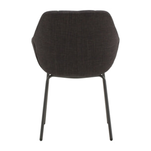 Set di 2 poltroncine SMICHOV in tessuto grigio scuro e gambe in metallo nero, con braccioli
