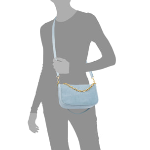 Avella borsa a tracolla donna, in vera pelle scamosciata combinata con Dollaro.