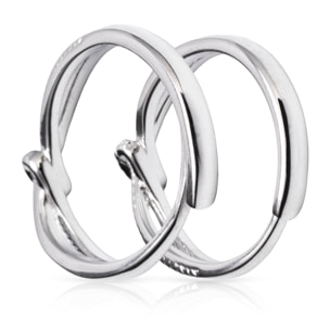 Anillos de compromiso a juego con diseño lazo en plata de ley 925. Ajustables.