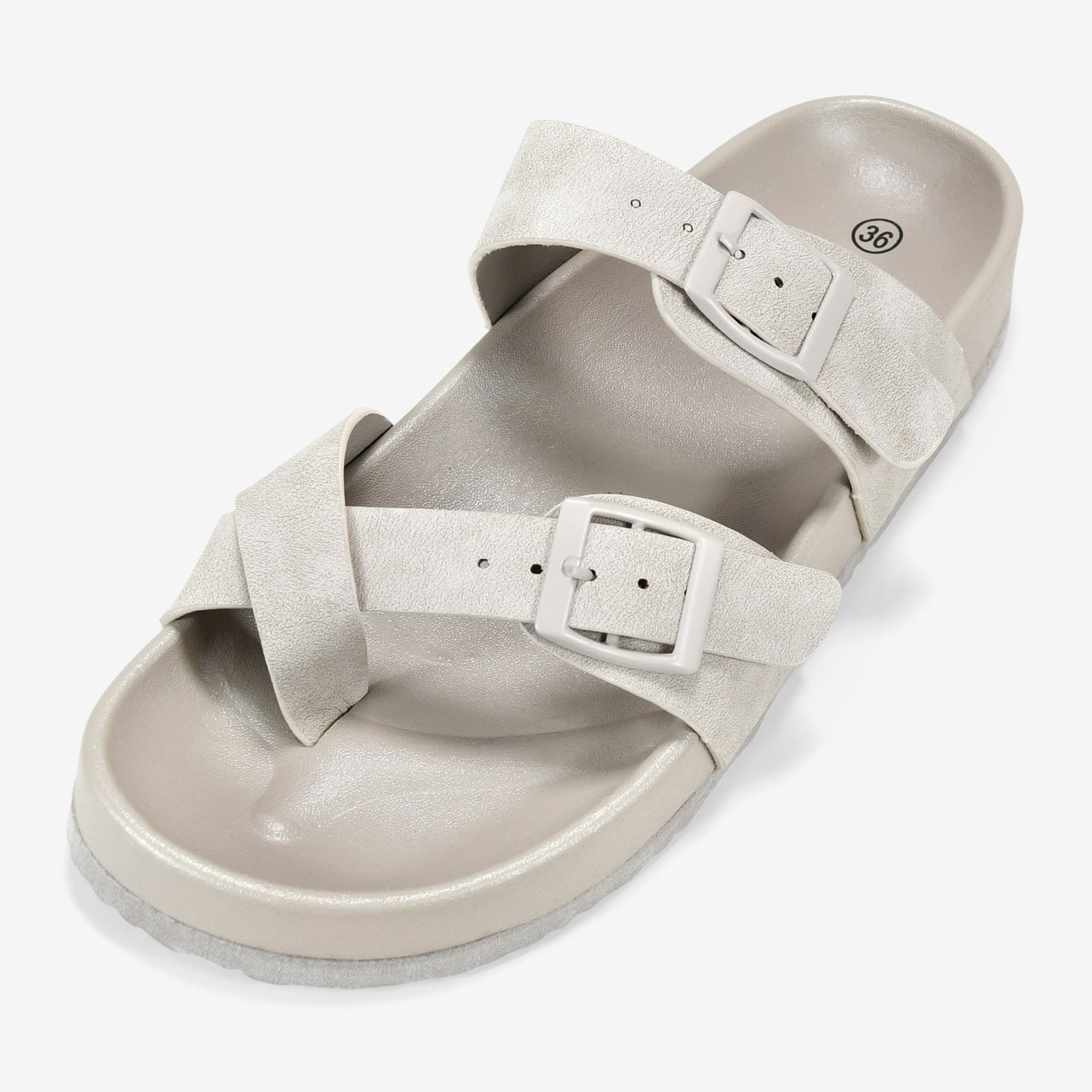 Sandalias de dedo beige con hebillas