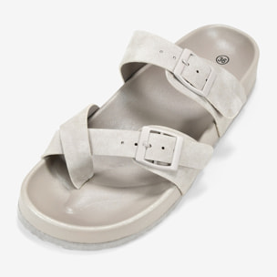 Sandalias de dedo beige con hebillas