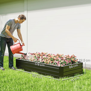 Carré potager de jardin avec tuteur modulable tôle d'acier ondulée noir