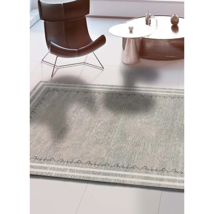 HL-IDENTITY Alfombra estilo étnico de pelo corto en color plata, varias medidas disponibles