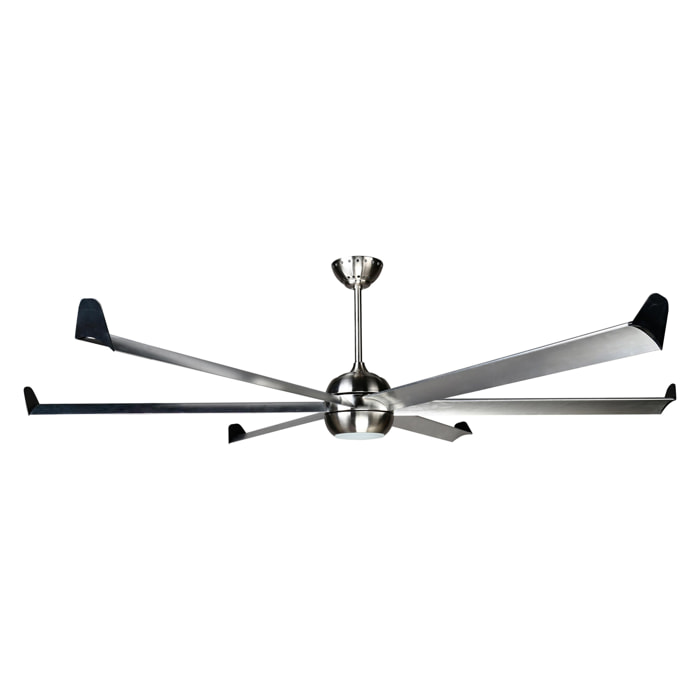 Ventilador de techo DC plata con aspas de aluminio 236cm y luz para 125m2 BIGCOOL BS-BS PURLINE