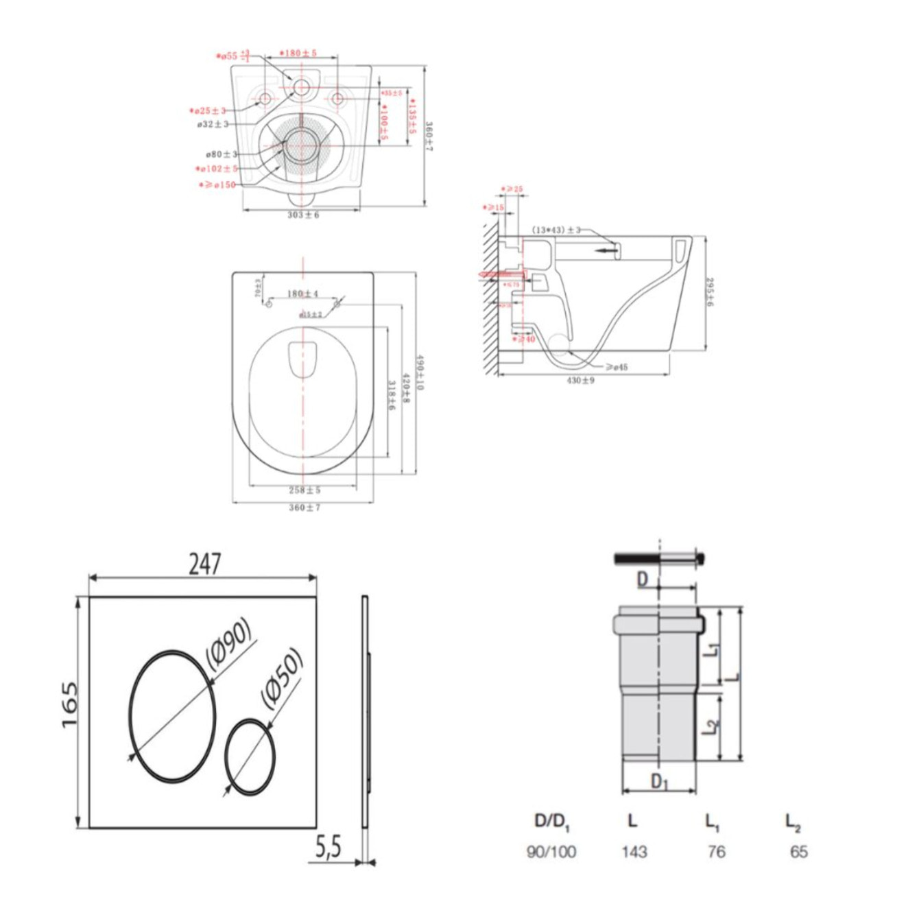 Pack WC bâti ECO 2L Swiss Aqua Technologies + WC suspendu Swiss Aqua Technologies + plaque noir mat (STESTBRWT02-FR)