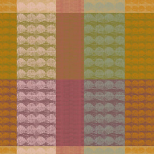 Serviette pur coton motif jacquard vert orange Mille halos prunus