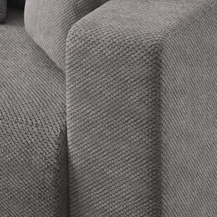 GLORIA - Canapé d'angle gauche convertible 4 places en tissu gris foncé