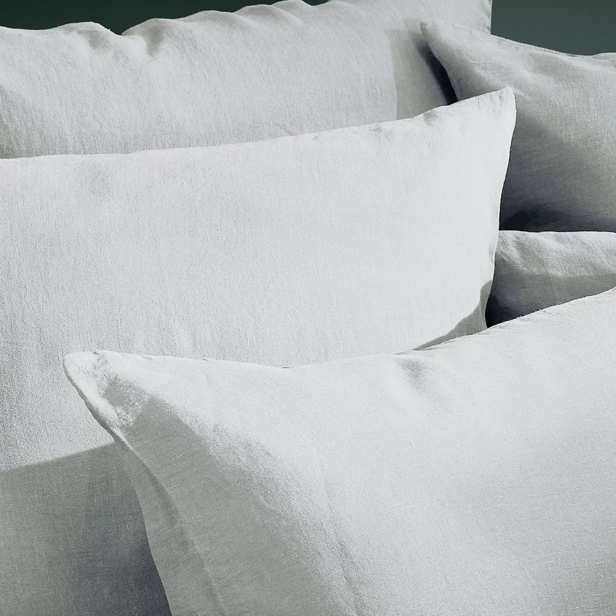 Taie d'oreiller pur lin lavé 165 g/m² uni gris Le lin lave gris perle