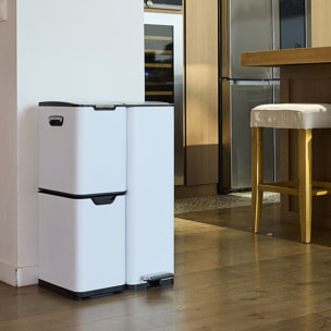 Poubelle pédale tri sélectif HAJA blanc 60L