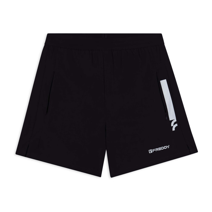 Pantaloni corti slim con grafica e spacchi laterali