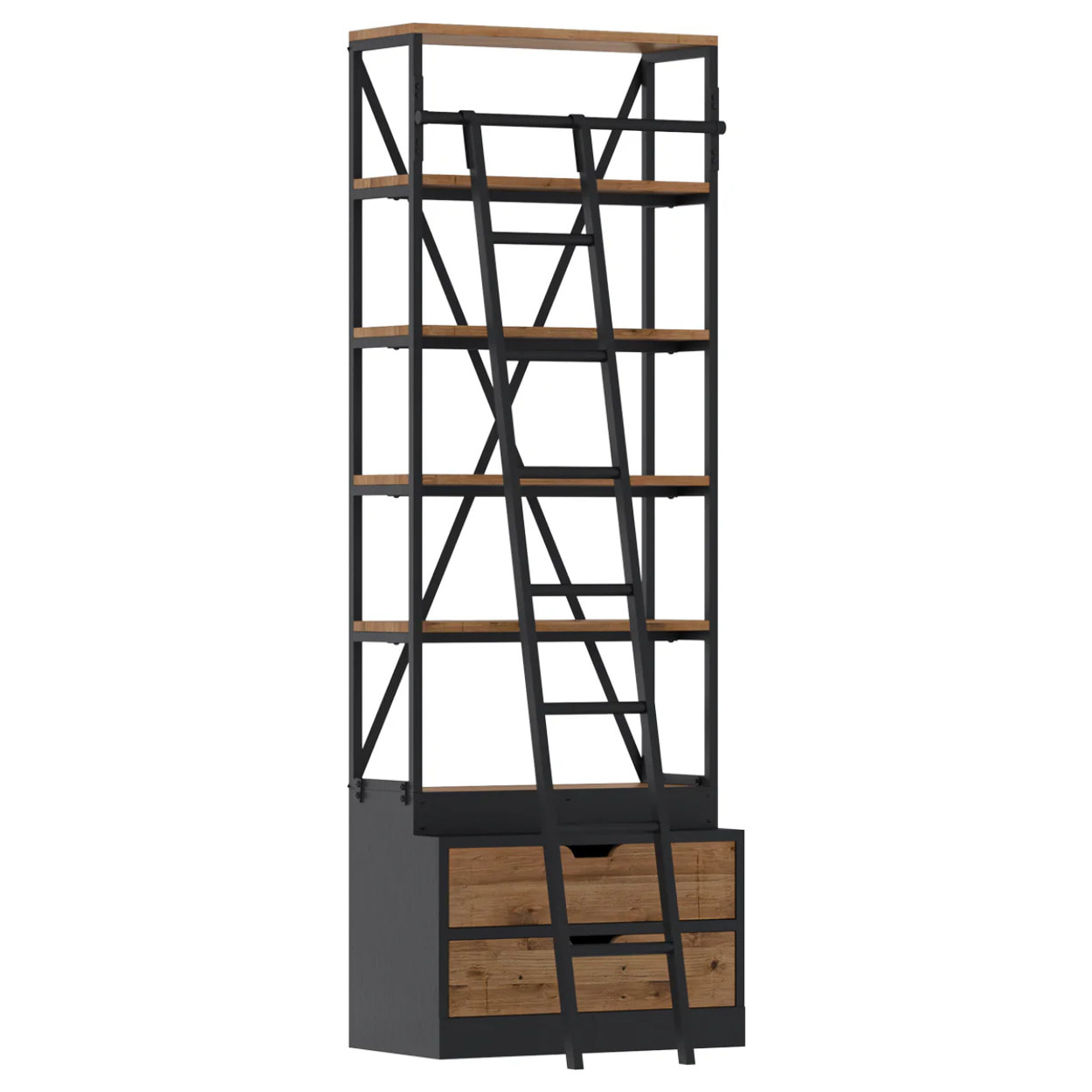 Petite bibliothèque 86 cm en bois et métal - Kasi