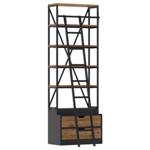 Petite bibliothèque 86 cm en bois et métal - Kasi