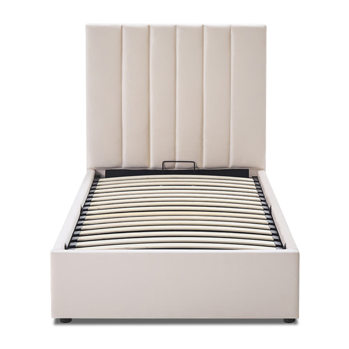Lit coffre Giulia velours beige 1 place