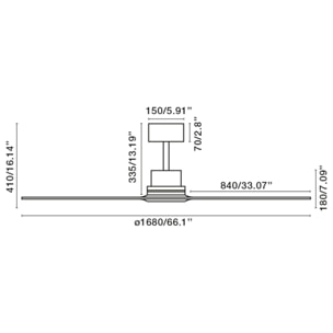 LANTAU-G Ø1680MM DC NIQUEL MATE 3 PALAS S/R IOT