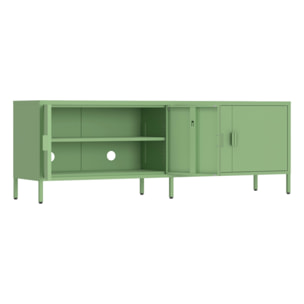 Mobile tv basso in metallo 4 ante 162x40x57 cm verde - Pop
