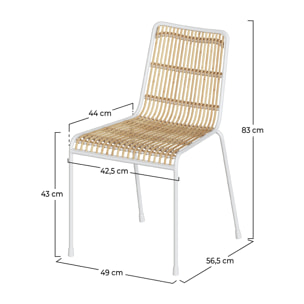 Chaise Jouve en rotin et métal blanc (lot de 2)