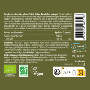 Nutri&Co Iode d'Algue Marine Bio Soutien de la Thyroïde - 120 gélules Vegan