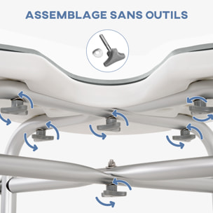 Tabouret de douche - siège de douche avec barre d'appui ventouse - hauteur réglable - alu HDPE gris blanc