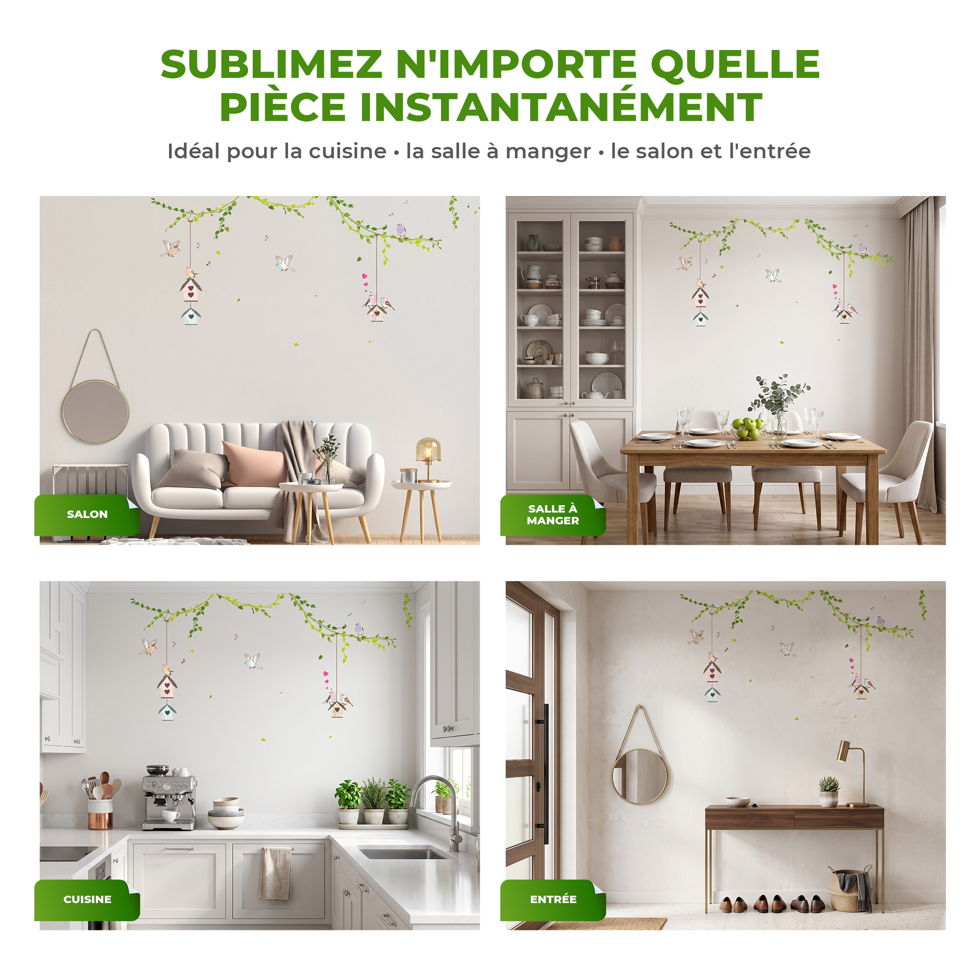 Stickers Muraux décoration adhésifs Petits Oiseaux