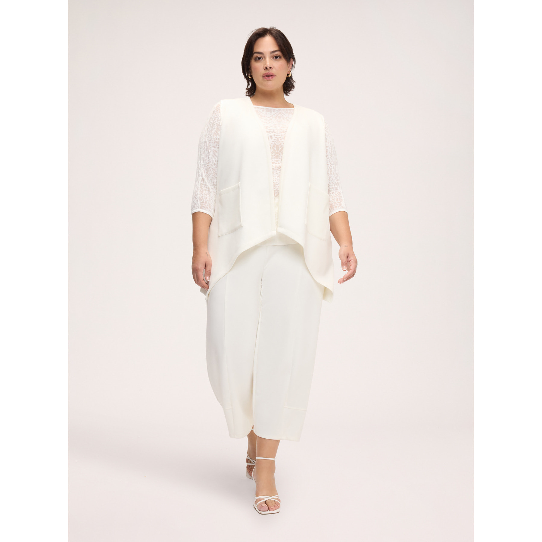Fiorella Rubino - Pantaloni cropped in tessuto stretch - Bianco