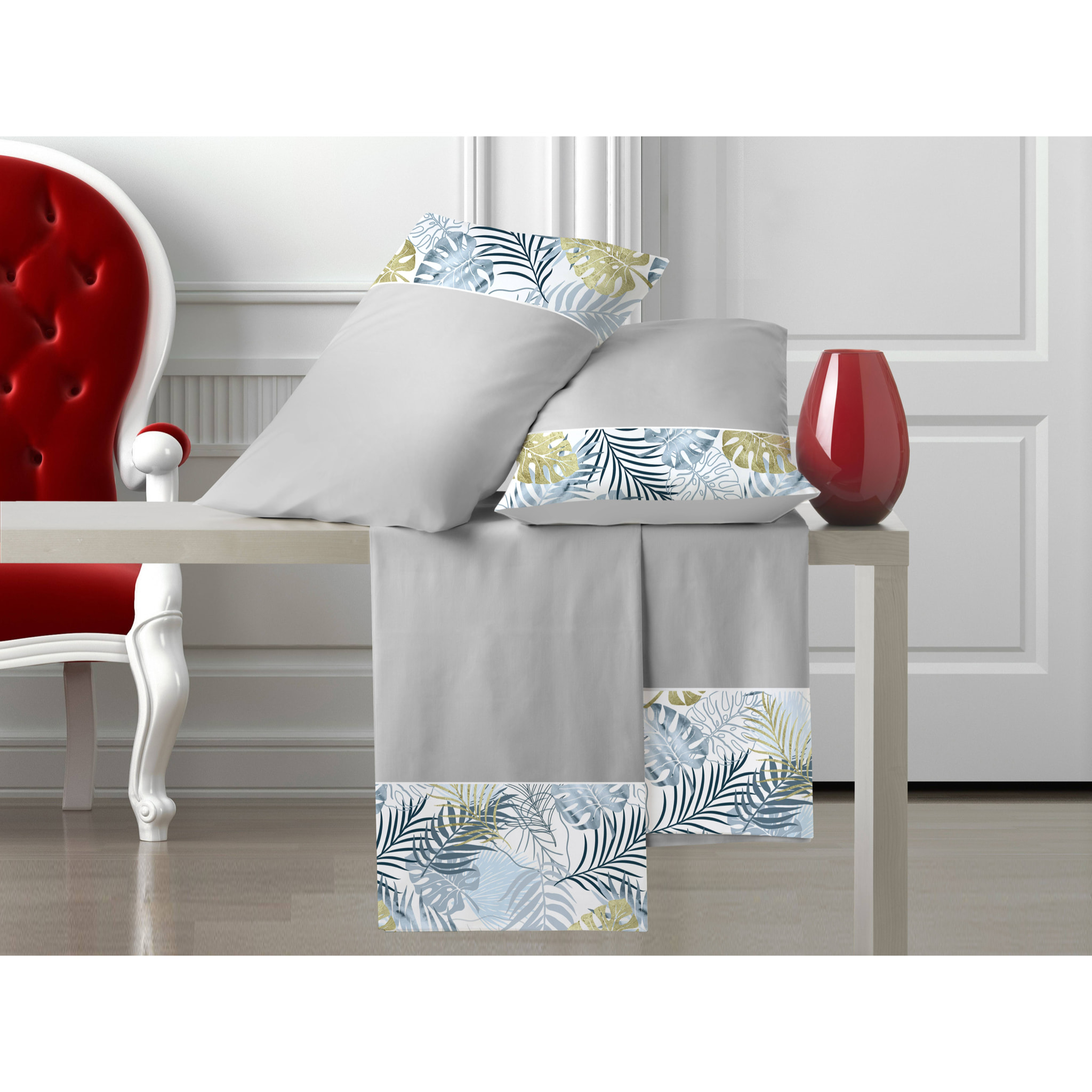 Completo letto Armonie IPERSAN Puro Cotone Tropical Grigio