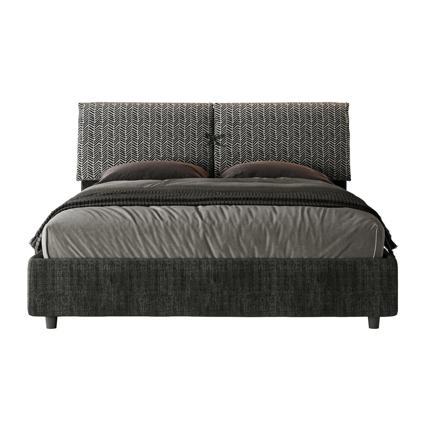Letto matrimoniale senza rete imbottito 160x200 tessuto Aragona 8 blu Mados
