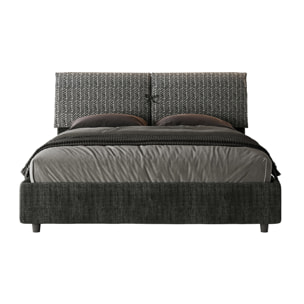 Letto matrimoniale senza rete imbottito 160x200 tessuto Aragona 8 blu Mados