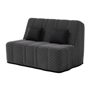 Banquette convertible Gaia, matelas Simmons, 160 x 200 cm, 2 coussins offerts, Géometrik noir