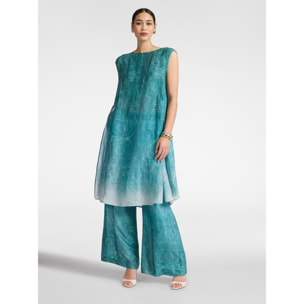 Elena Mirò - Blusa lunga stampata - Azzurro