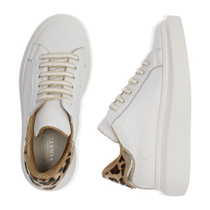 Sneakers bianco/marrone in pelle