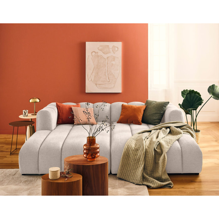Debbie - module d'assise méridienne droit en tissu texturé - Beige