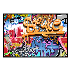Affiche encadrée street art graffiti Affiche + cadre en métal - Noir