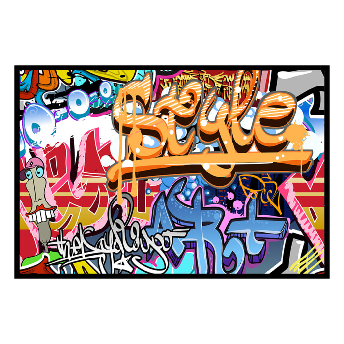 Affiche encadrée street art graffiti Affiche + cadre en métal - Noir