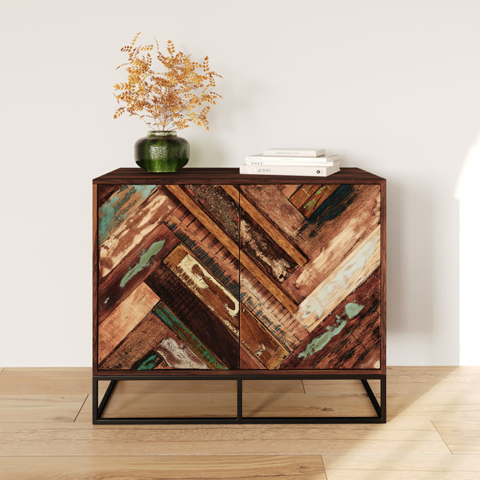 Commode 2 portes en bois d'acacia et bois recyclé - Krabi