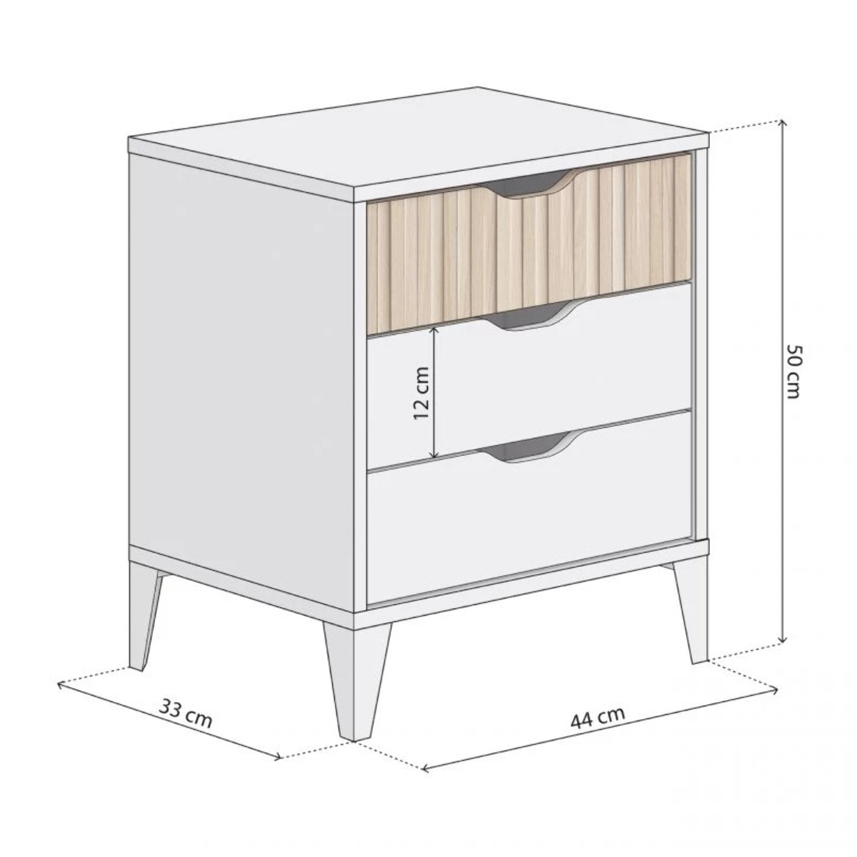 Mesita de noche Nitza On Blanco Artik (Blanco Mate) - Natur