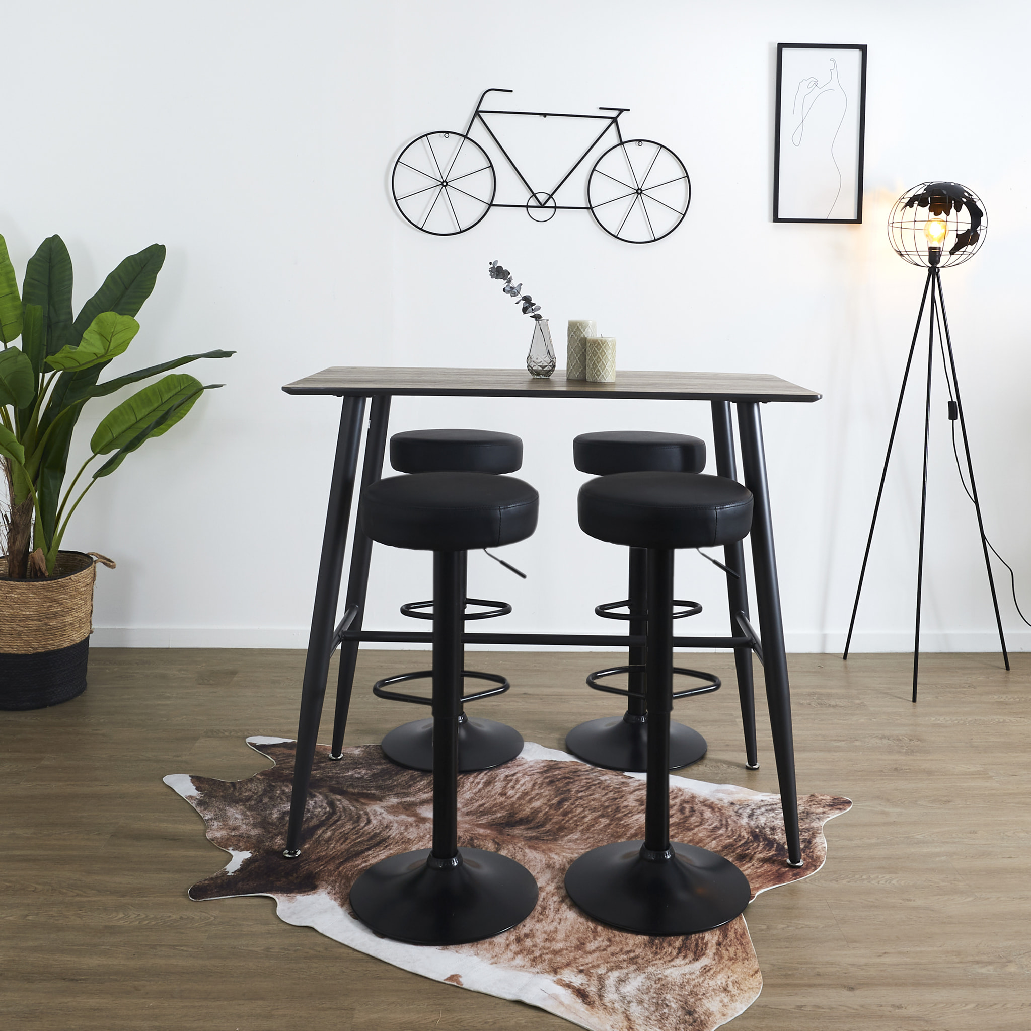 Tabouret De Bar Reglable Mumford Noir - Lot De 2