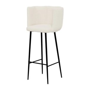 Lot de 2 chaises de bar en tissu bouclé beige 75 cm - Rosy