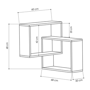 Mensola Dcarrett, Scaffale, Ripiano a muro, Scaffalatura multiuso, 68x60h68 cm, Bianco e Antracite