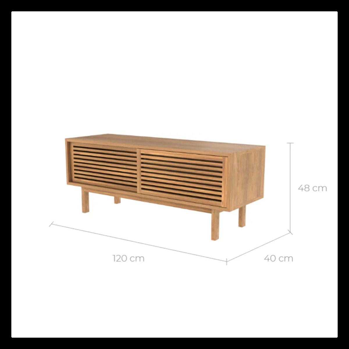 Meuble TV en bois de teck 120 cm - Bormes