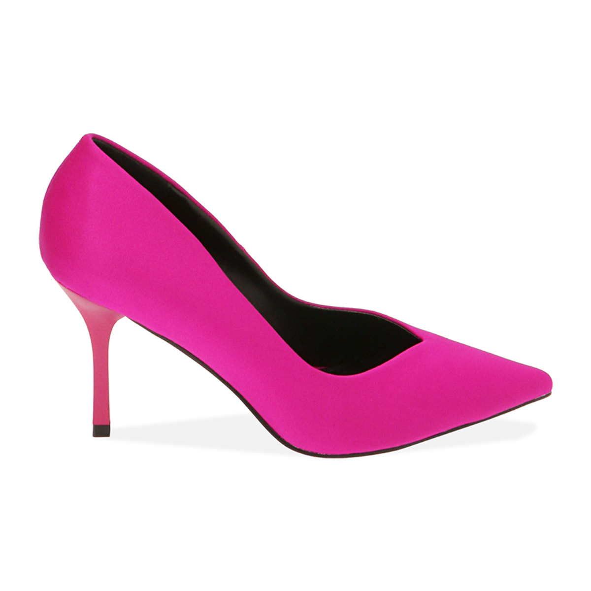 Zapato de tacón fucsias en lycra, tacón 8,5 cm