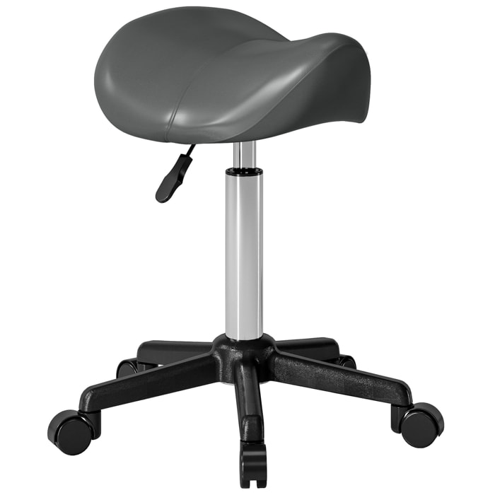 Tabouret de massage tabouret selle ergonomique pivotant 360° hauteur réglable revêtement synthétique gris