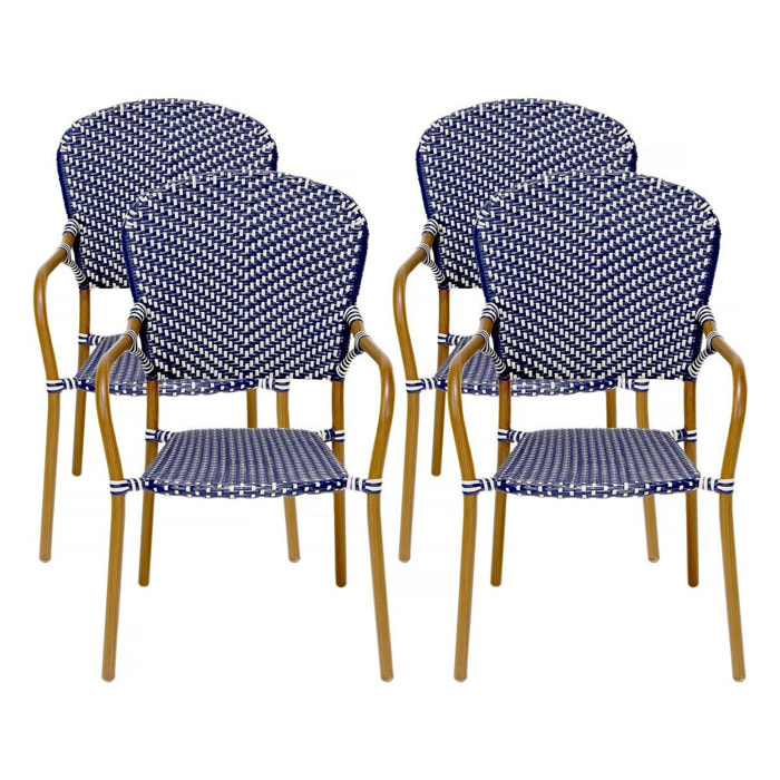 Lot de 4 chaises d'extérieur bistro ''Maya'' - Bleu