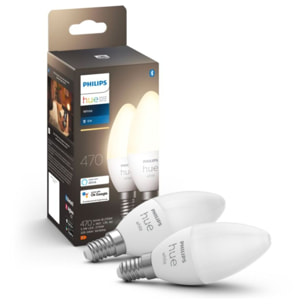Ampoule LED connectée PHILIPS HUE E14 White Flamme pack de 2