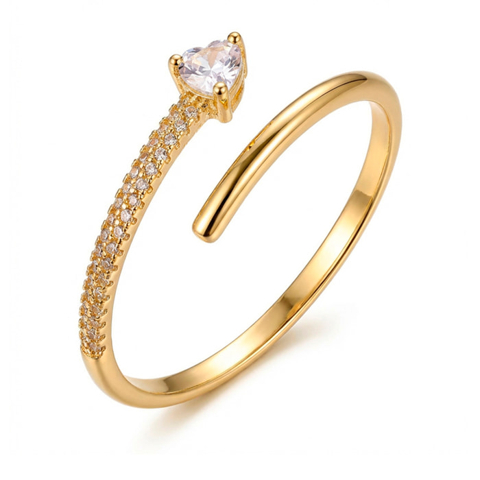 Anillo de Circonita brillante acabado en oro amarillo de 18k